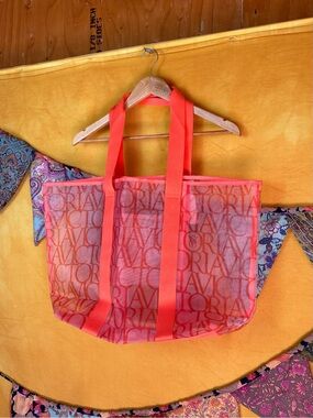 Victoria's Secret Coral Logo Mesh Tote